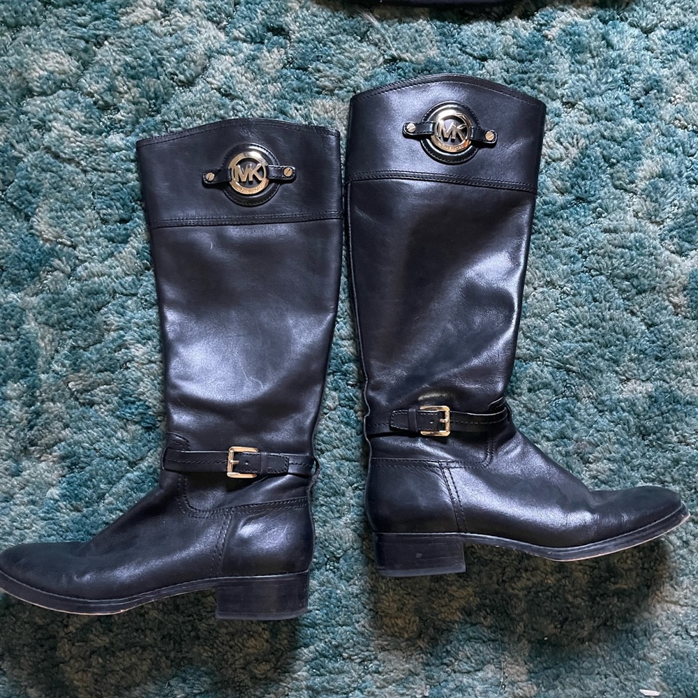 Michael Kors Black Leather Knee High Boots - 9M Womens